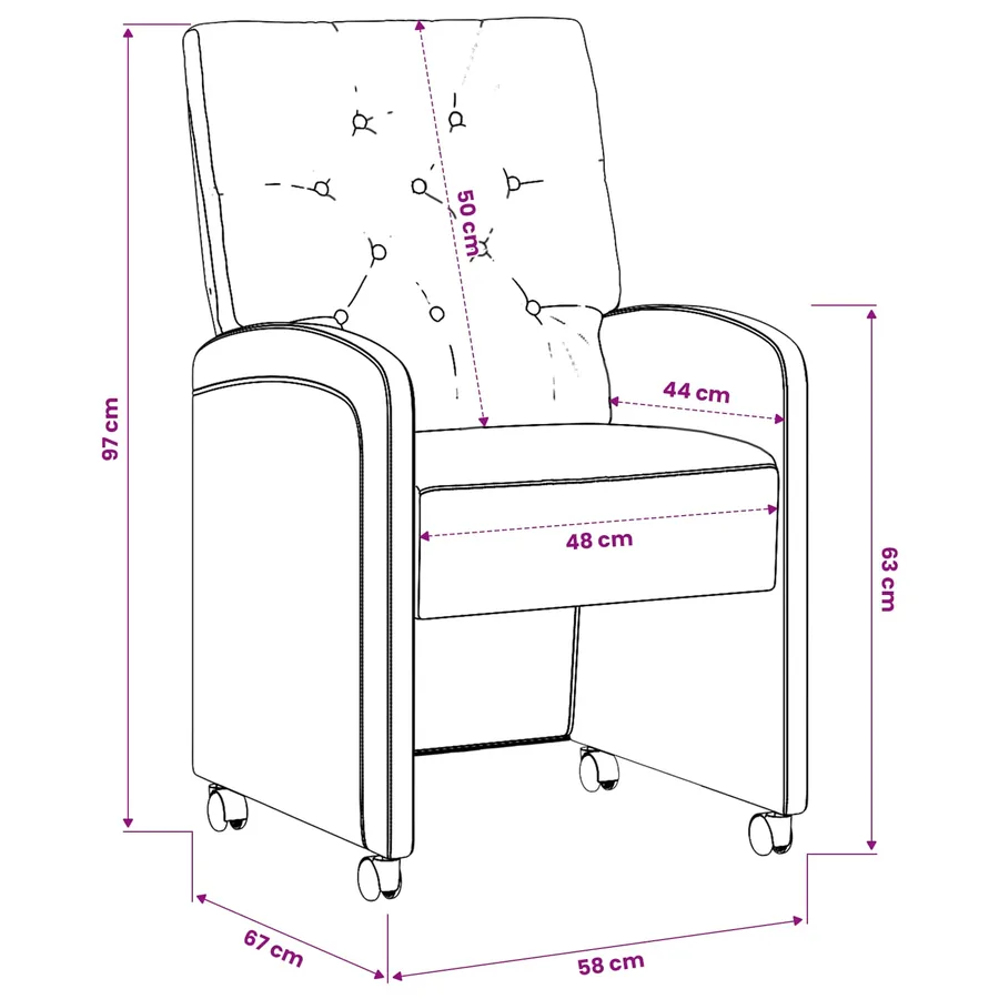 Chaises de Salle à Manger avec Roues 2 pcs Gris clair - 6