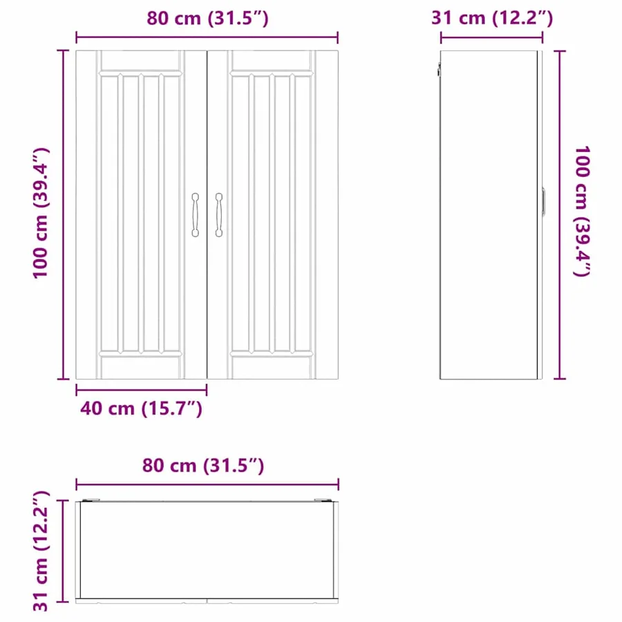 Meuble mural LUCCA Blanc brillant 80 x 31 x 100 cm - 13