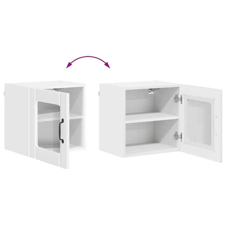 Cabinet en verre mural LUCCA 2 pcs Blanc brillant - 12