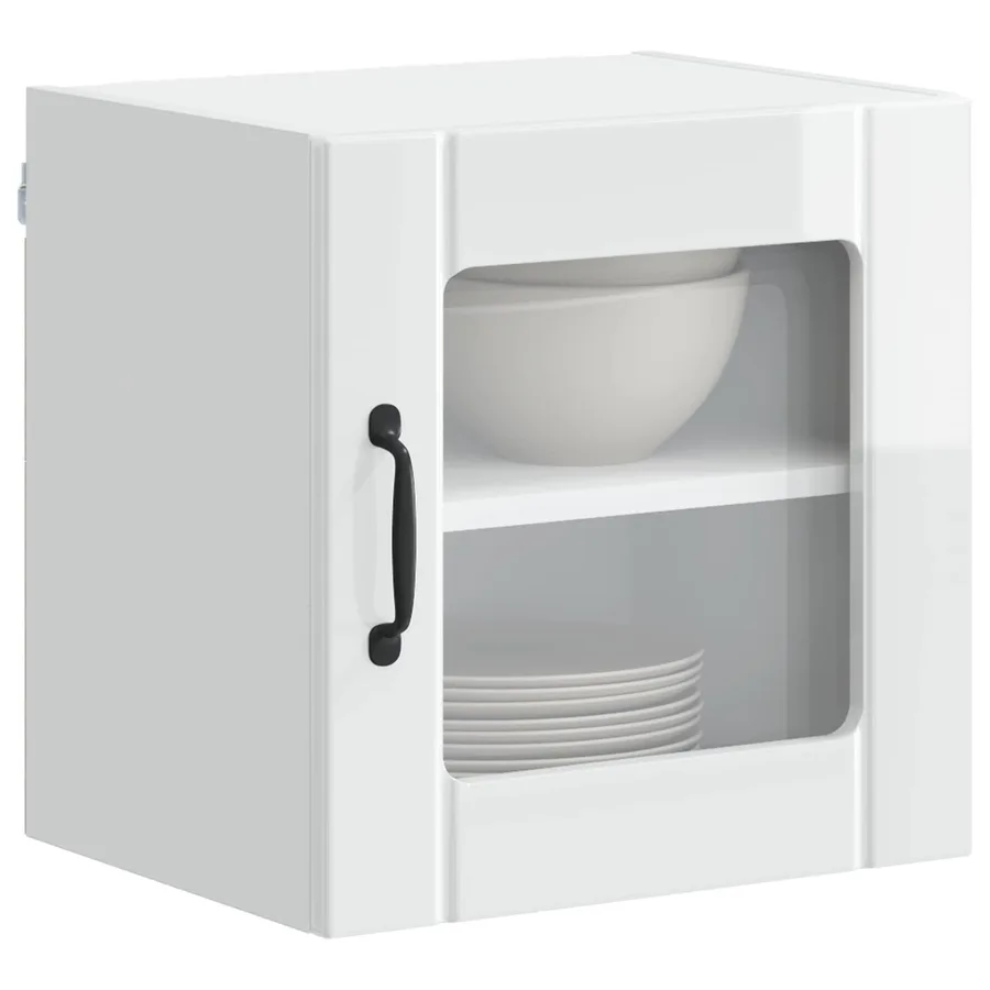 Cabinet en verre mural LUCCA 2 pcs Blanc brillant - 3