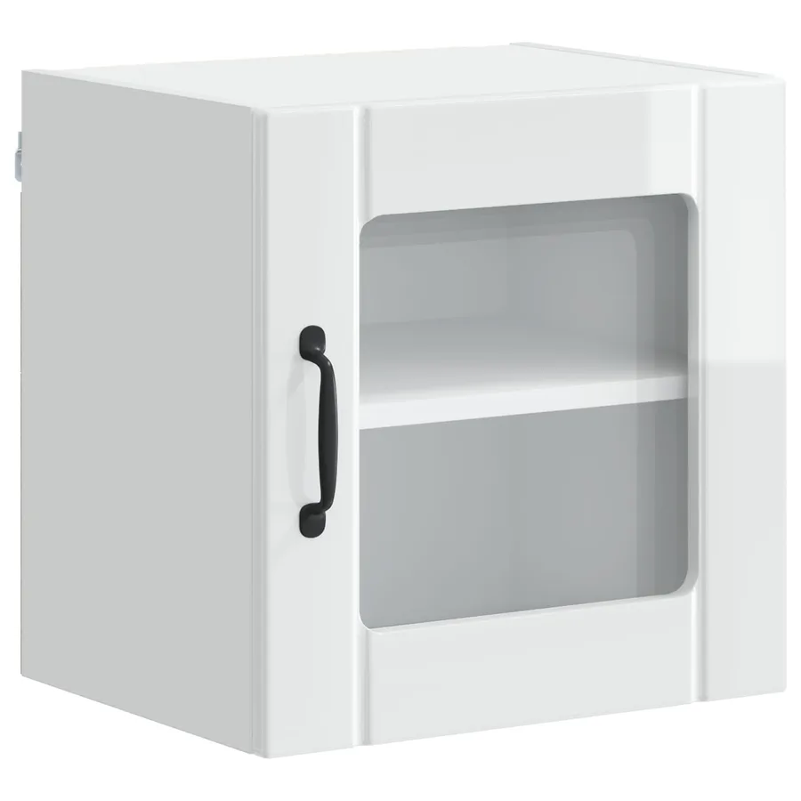 Cabinet en verre mural LUCCA 2 pcs Blanc brillant - 5