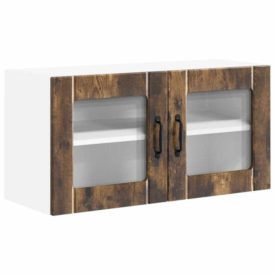 Cabinet en verre mural LUCCA Chêne fumé 80 x 31 x 40 cm - 2