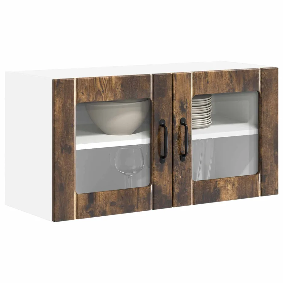 Cabinet en verre mural LUCCA Chêne fumé 80 x 31 x 40 cm - 3