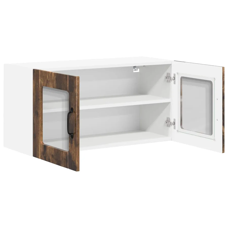 Cabinet en verre mural LUCCA Chêne fumé 80 x 31 x 40 cm - 5