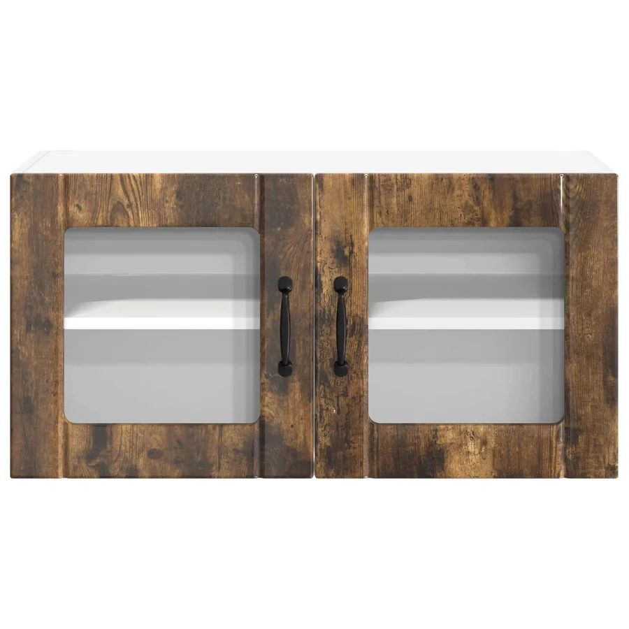 Cabinet en verre mural LUCCA Chêne fumé 80 x 31 x 40 cm - 6