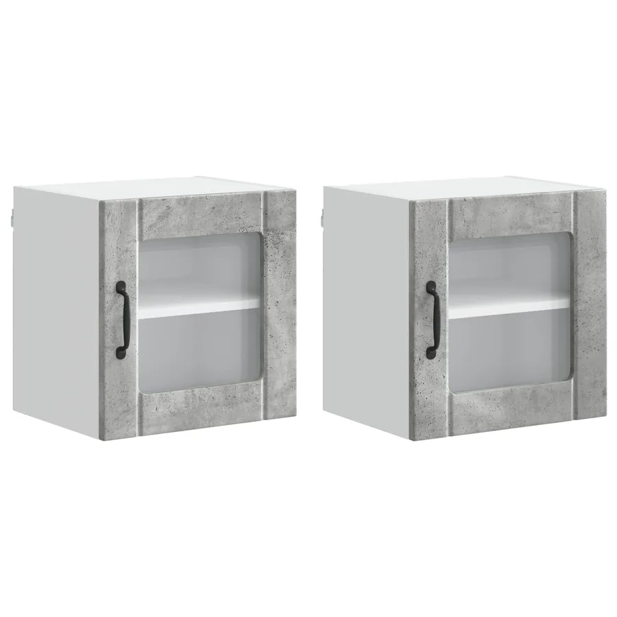 Cabinet en verre mural LUCCA 2 pcs Gris béton 40 x 31 x 40 cm - 2