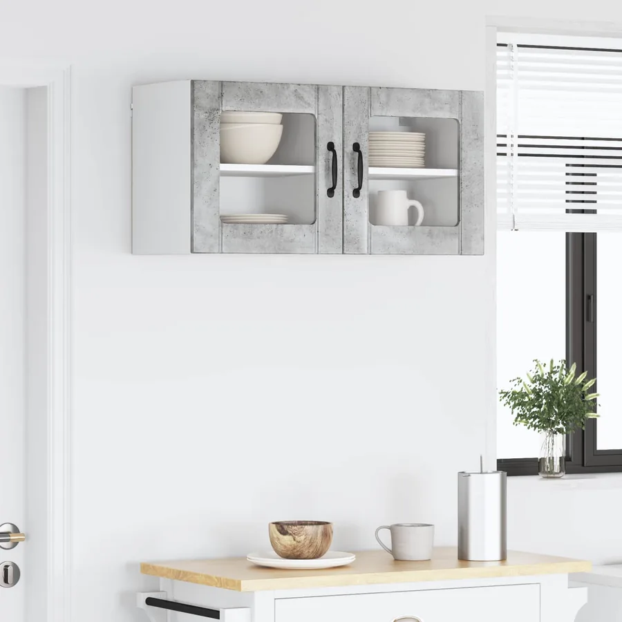 Cabinet en verre mural LUCCA 2 pcs Gris béton 40 x 31 x 40 cm - 4