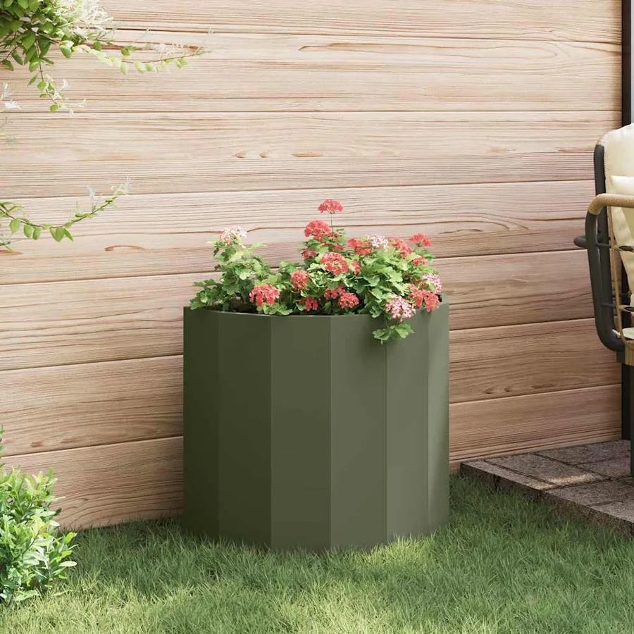 Jardinière Vert olive 60 x 30 x 50 cm Acier - 4