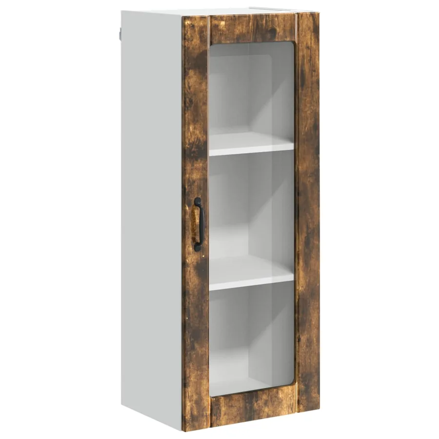 Cabinet en verre mural LUCCA Chêne fumé 40 x 31 x 100 cm - 2