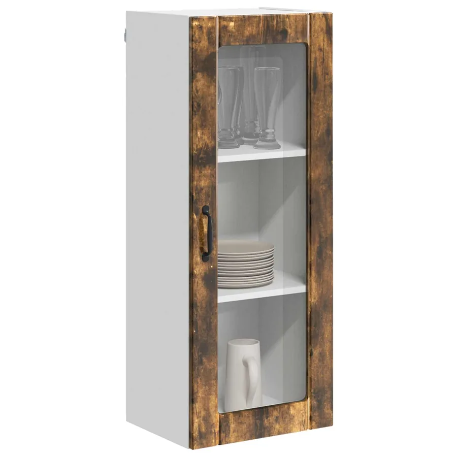 Cabinet en verre mural LUCCA Chêne fumé 40 x 31 x 100 cm - 3