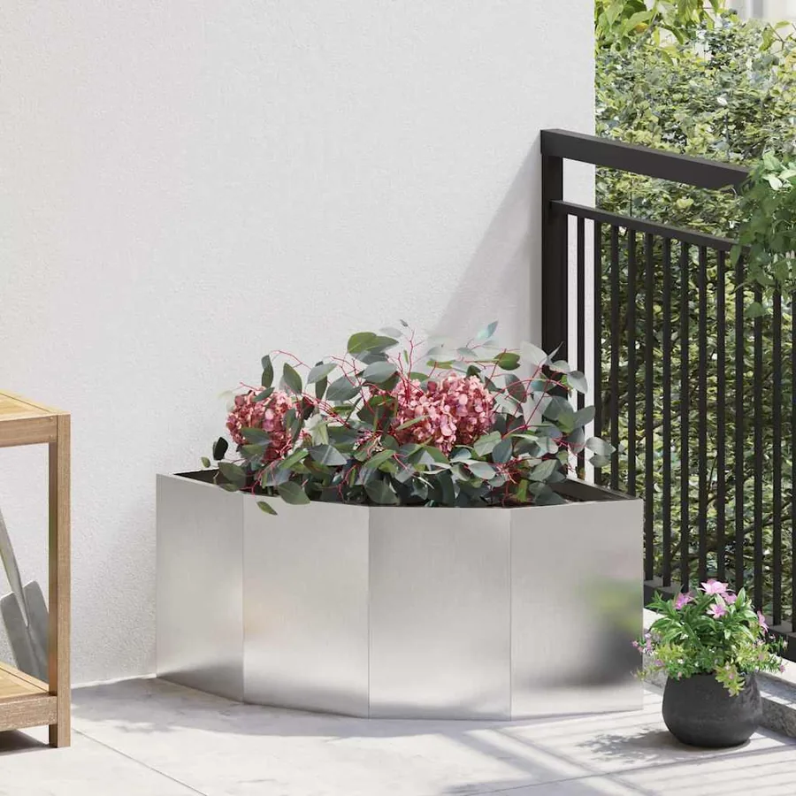 Jardinière d'Angle Argent 60 x 60 x 35 cm Acier inoxydable