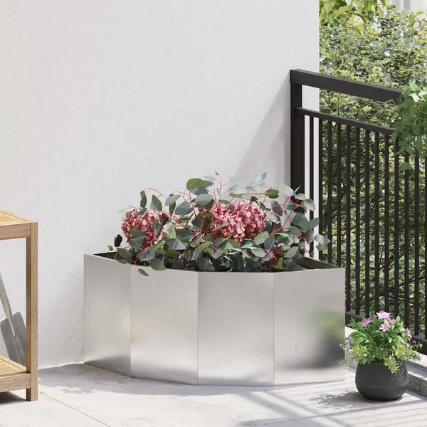 Jardinière d'Angle Argent 60 x 60 x 35 cm Acier inoxydable