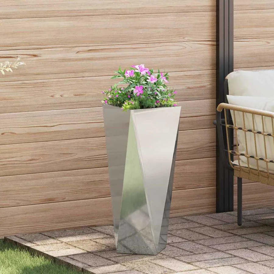 Jardinière Argent 30 x 30 x 75 cm Acier galvanisé
