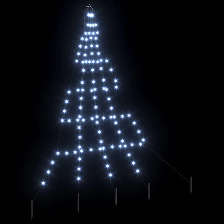 Arbre de Noël LED avec piquets au sol Blanc froid 182 cm Métal - 4