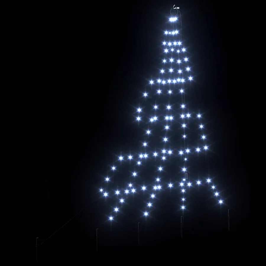 Arbre de Noël LED avec piquets au sol Blanc froid 182 cm Métal - 6