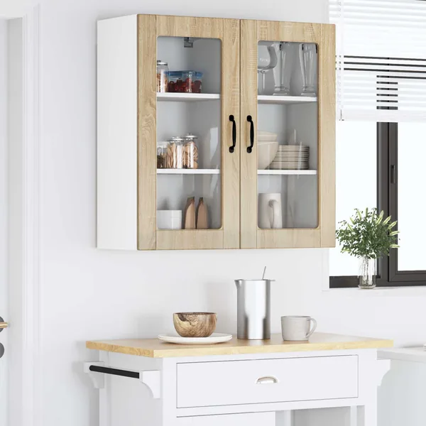 Cabinet en verre mural LUCCA 2 pcs Chêne Sonoma 40 x 31 x 80 cm