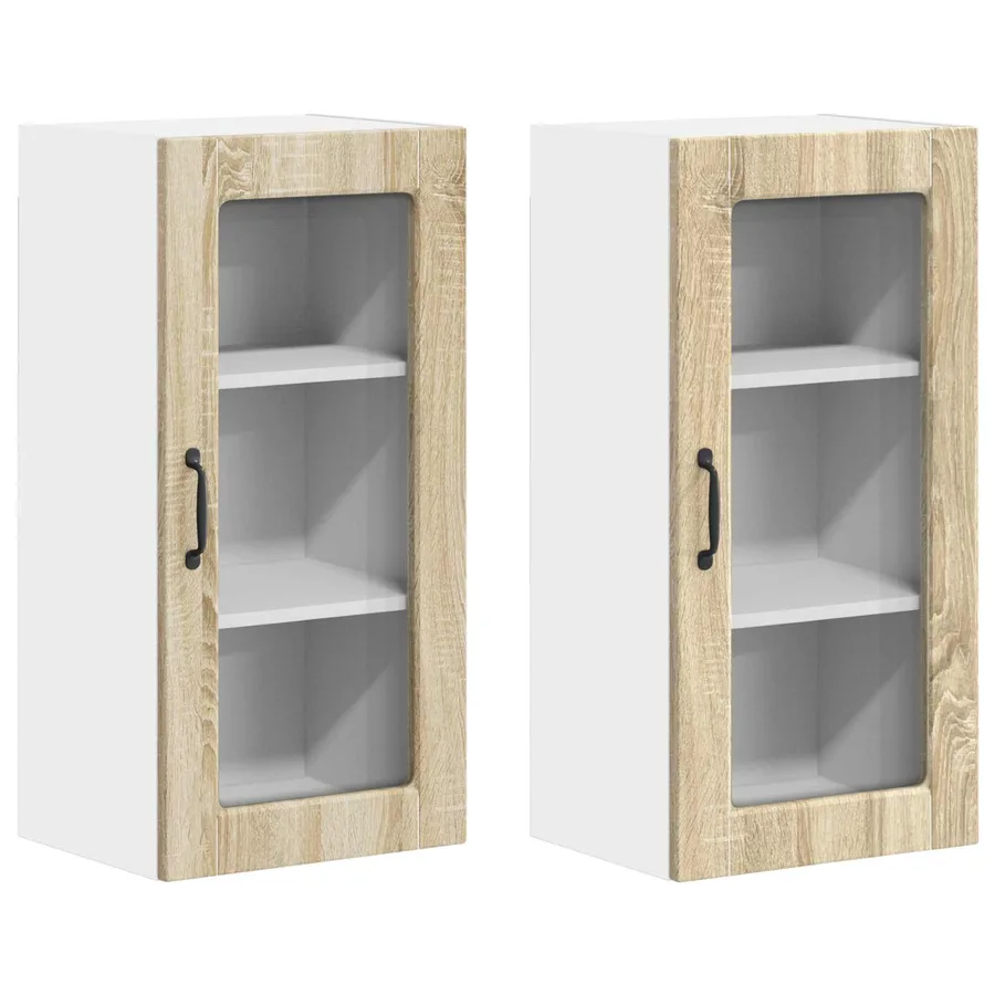 Cabinet en verre mural LUCCA 2 pcs Chêne Sonoma 40 x 31 x 80 cm - 2