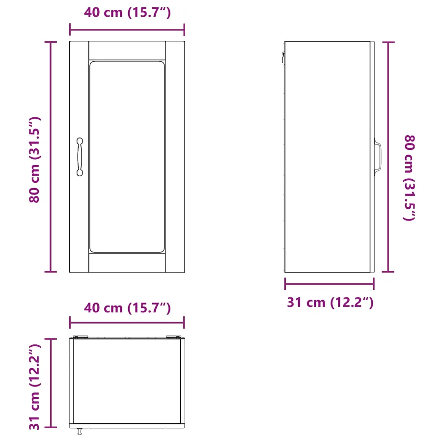 Cabinet en verre mural LUCCA 2 pcs Blanc 40 x 31 x 80 cm - 13