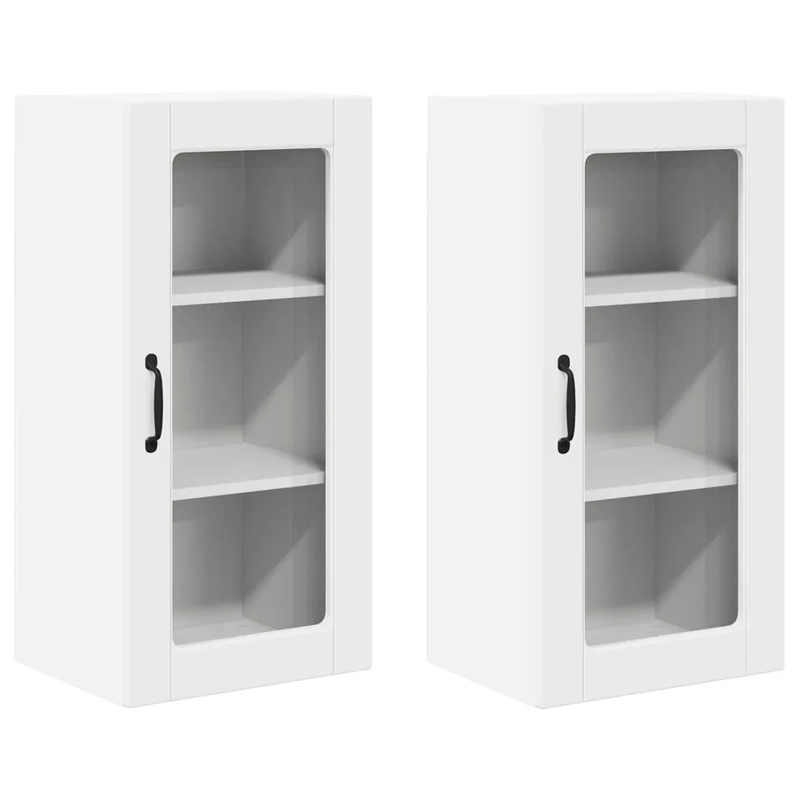 Cabinet en verre mural LUCCA 2 pcs Blanc 40 x 31 x 80 cm - 2