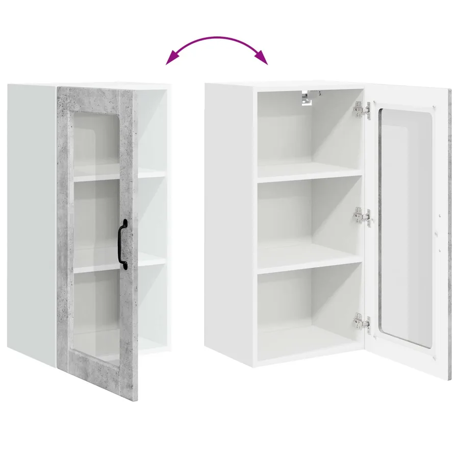Cabinet en verre mural LUCCA 2 pcs Gris béton 40 x 31 x 80 cm - 10