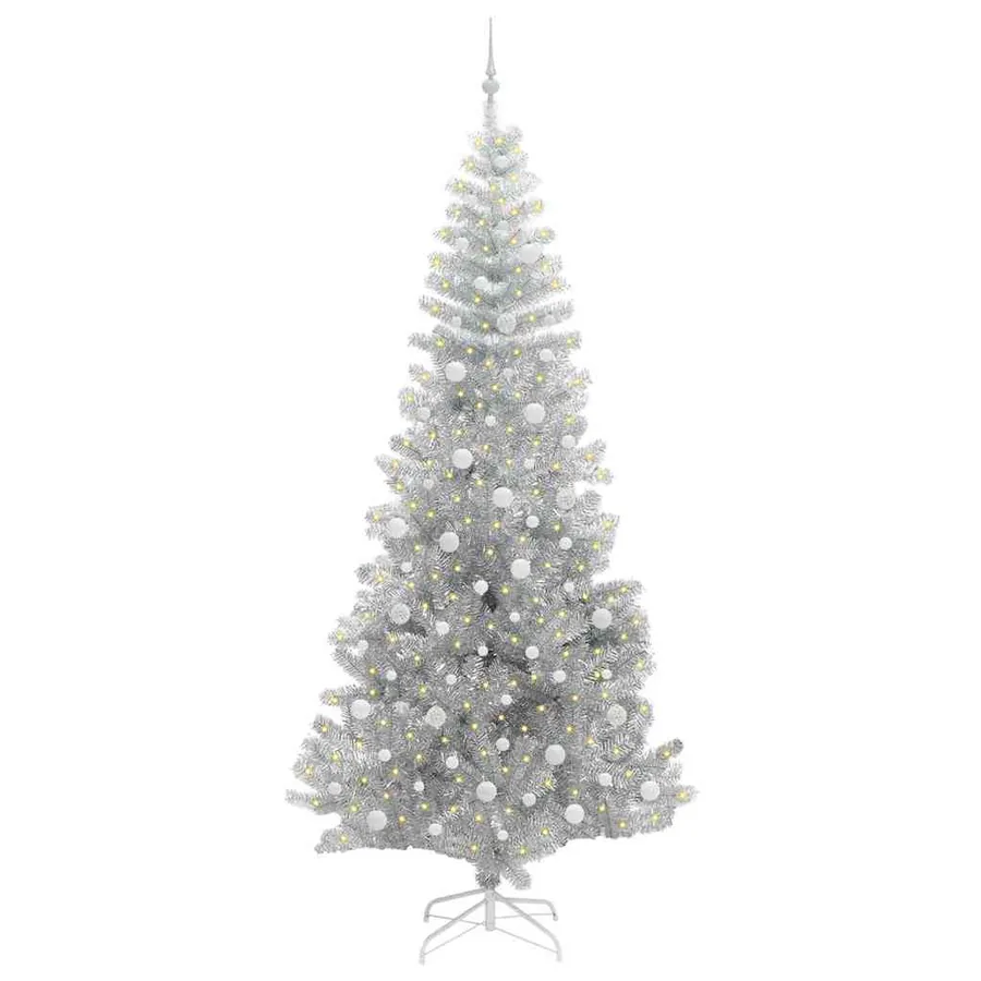 Sapin de Noël avec 300 LED avec support Argent 240 cm PET - 3