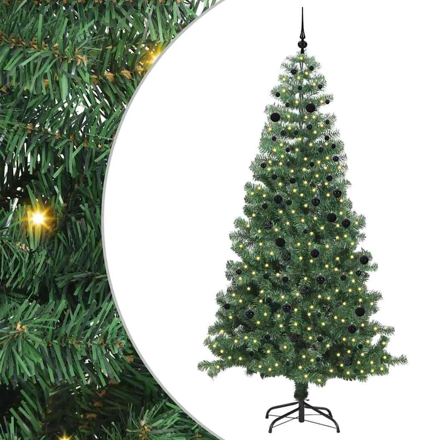 Sapin de Noël avec 300 LED avec support Vert 240 cm PVC - 2