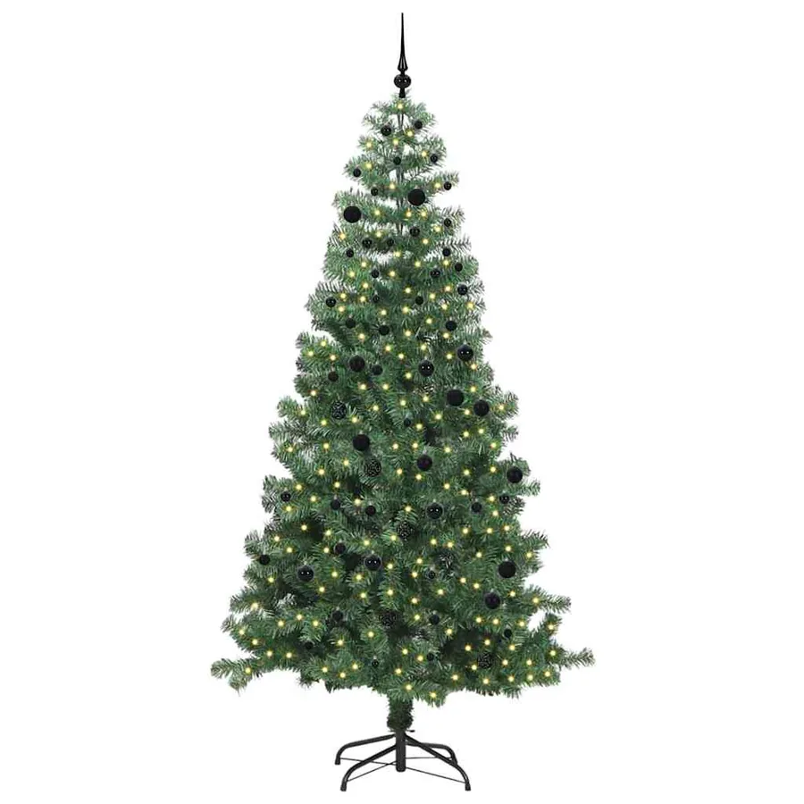 Sapin de Noël avec 300 LED avec support Vert 240 cm PVC - 4
