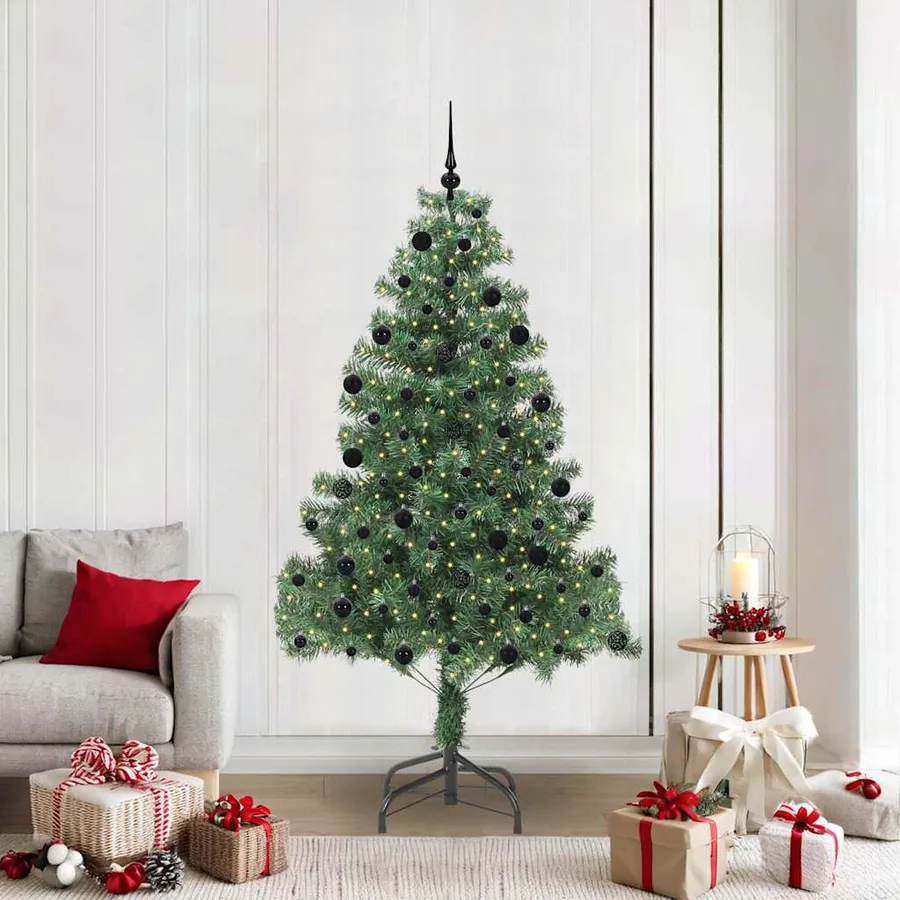 Sapin de Noël avec 300 LED avec support Vert 210 cm PVC