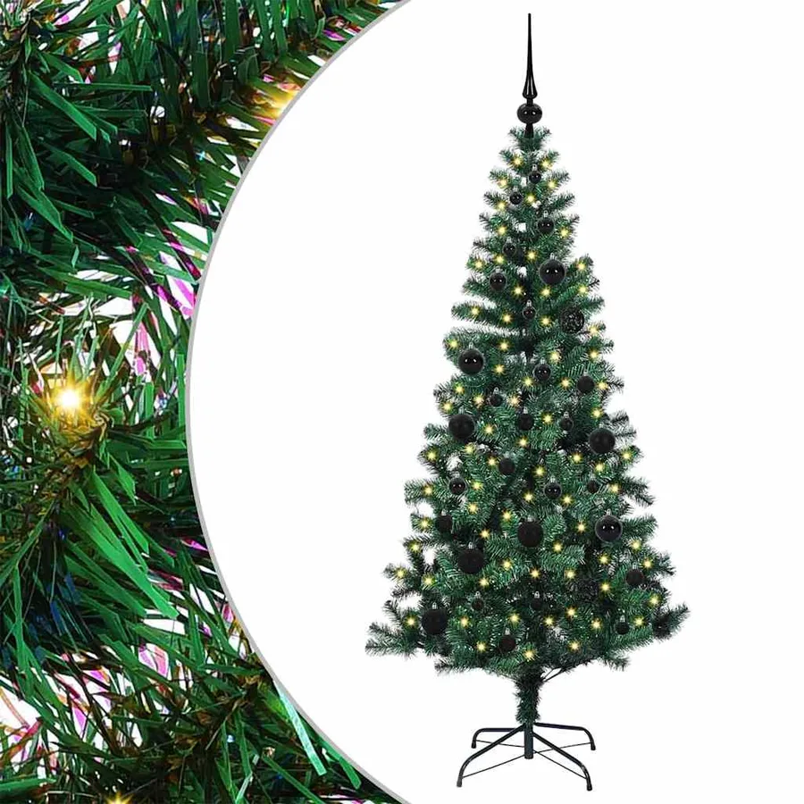 Sapin de Noël artificiel pré-éclairé Vert 150 cm PVC et métal - 2