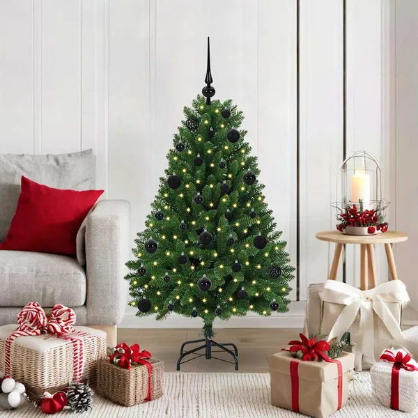 Sapin de Noël artificiel avec 150 LED Vert 120 cm PVC et métal