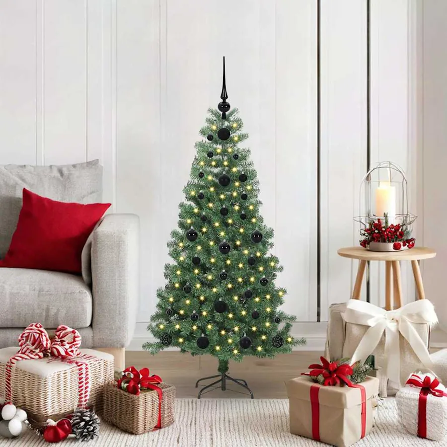 Sapin de Noël avec 150 LED avec support Vert 120 cm PVC