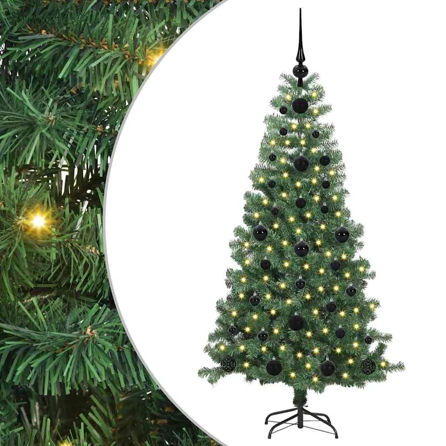 Sapin de Noël avec 150 LED avec support Vert 120 cm PVC - 2