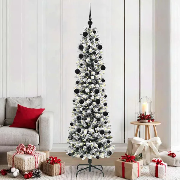 Sapin de Noël artificiel Blanc 210 cm PVC, métal et plastique