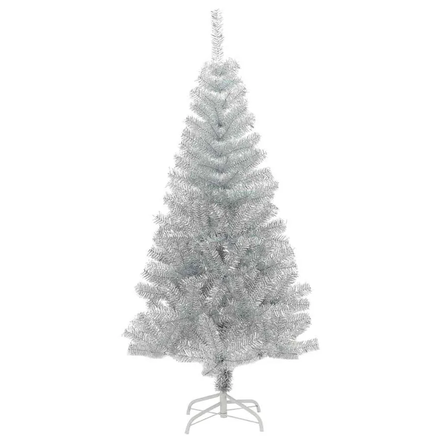 Sapin de Noël avec 150 LED avec support Argent 150 cm PET - 5