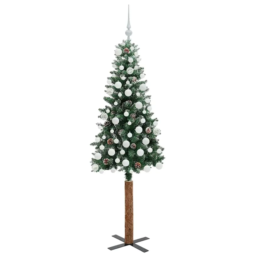 Sapin de Noël mince Vert 180 cm PVC et bois de pin massif - 4