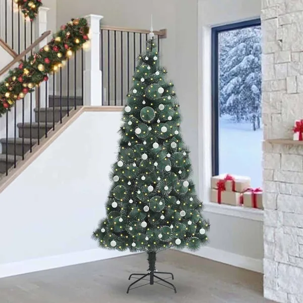 Sapin de Noël artificiel pré-éclairé avec ensemble de boules