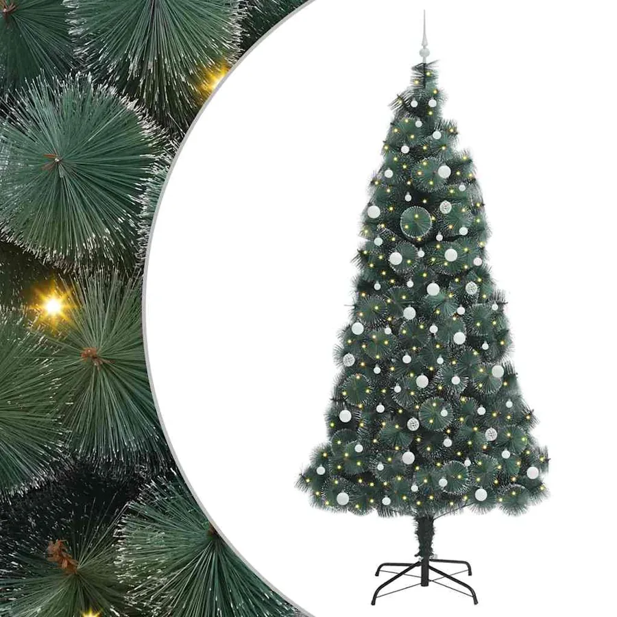 Sapin de Noël artificiel pré-éclairé avec ensemble de boules - 2