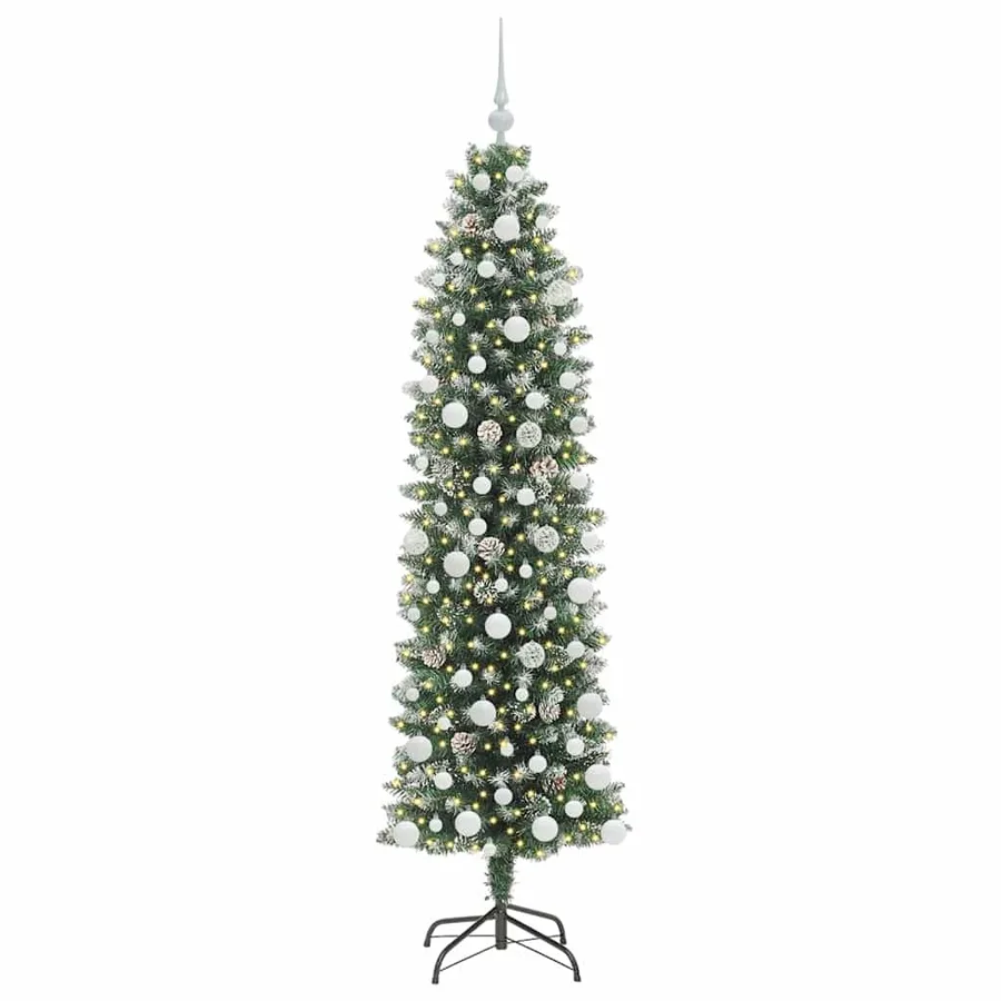 Arbre de Noël artificiel slim avec 300 LED Vert et blanc 180 cm - 3