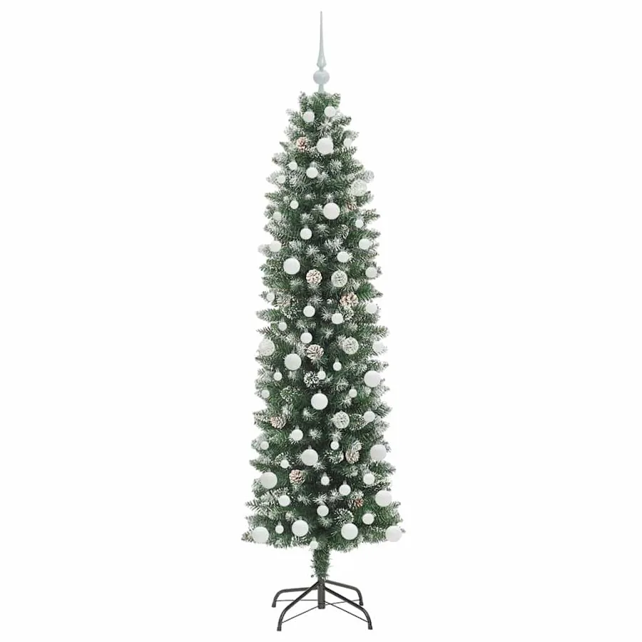 Arbre de Noël artificiel slim avec 300 LED Vert et blanc 180 cm - 4