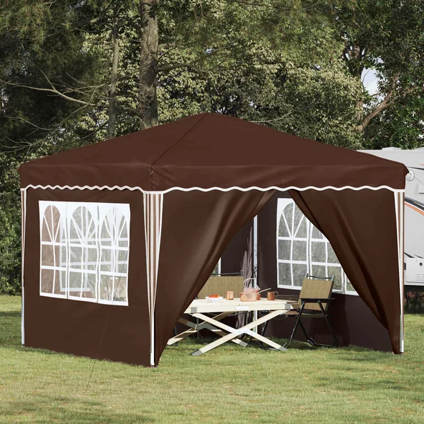 Tente de fête pop-up 288 x 288 x 245 cm Marron Tissu Oxford