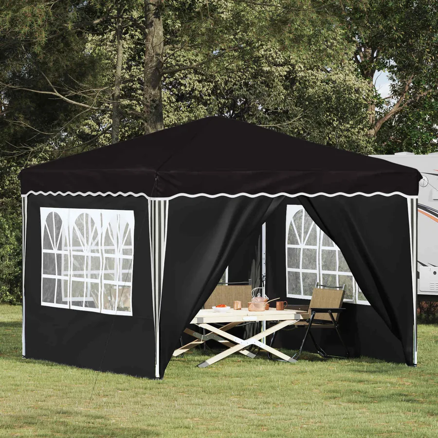 Tente de fête pop-up 288 x 288 x 245 cm Noir Tissu Oxford