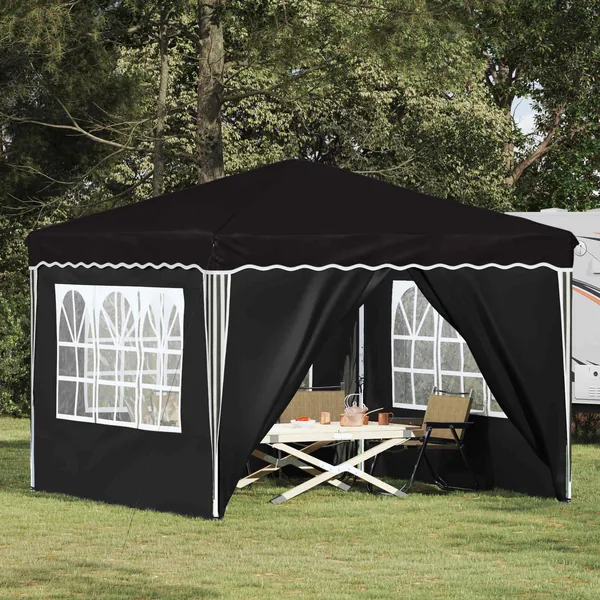 Tente de fête pop-up 288 x 288 x 245 cm Noir Tissu Oxford