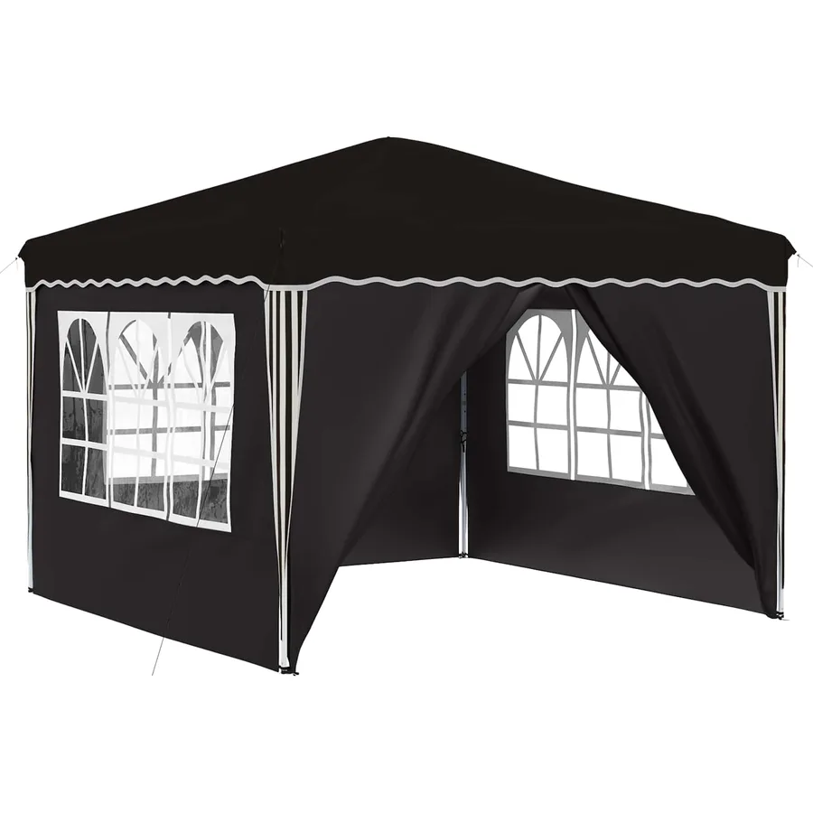 Tente de fête pop-up 288 x 288 x 245 cm Noir Tissu Oxford - 2