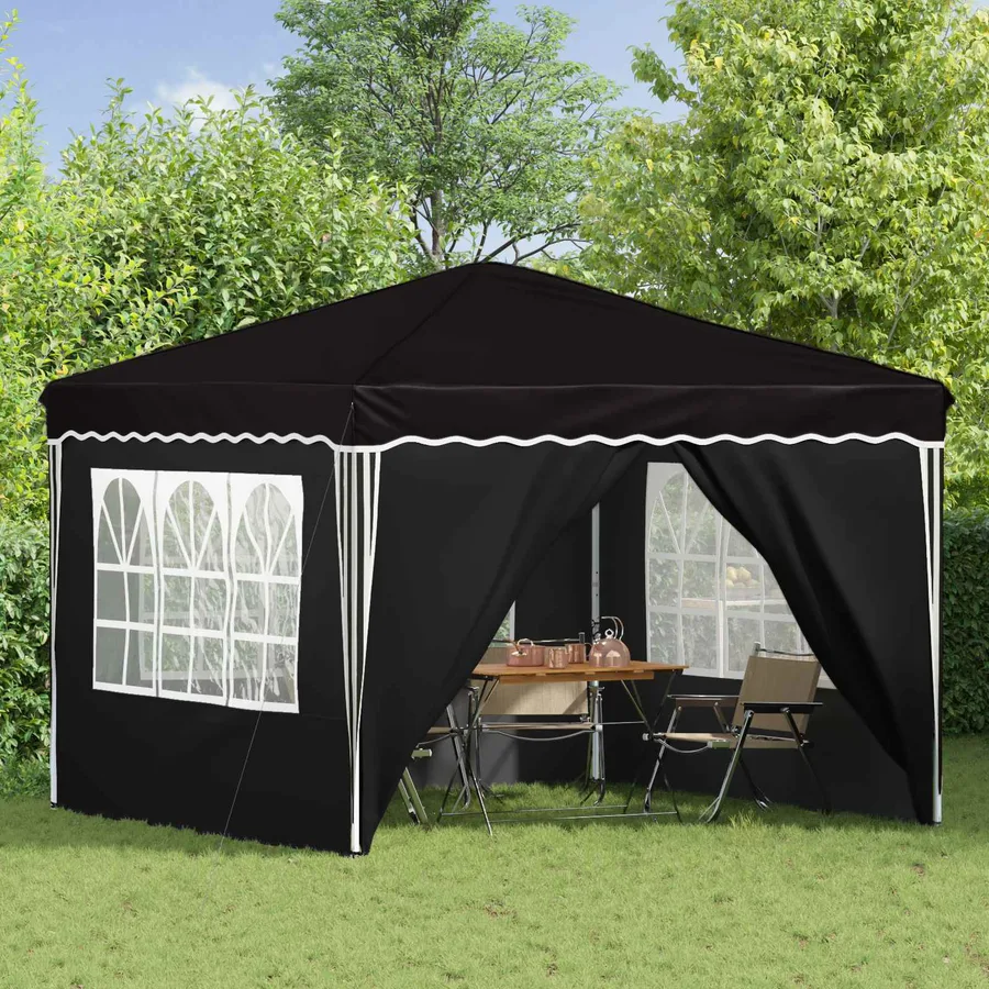 Tente de fête pop-up 288 x 288 x 245 cm Noir Tissu Oxford - 3