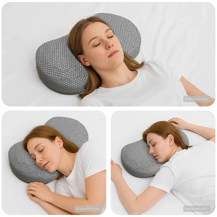 Coussin pour le cou Couleur unie Gris 53 x 34,5 x 10,5 cm