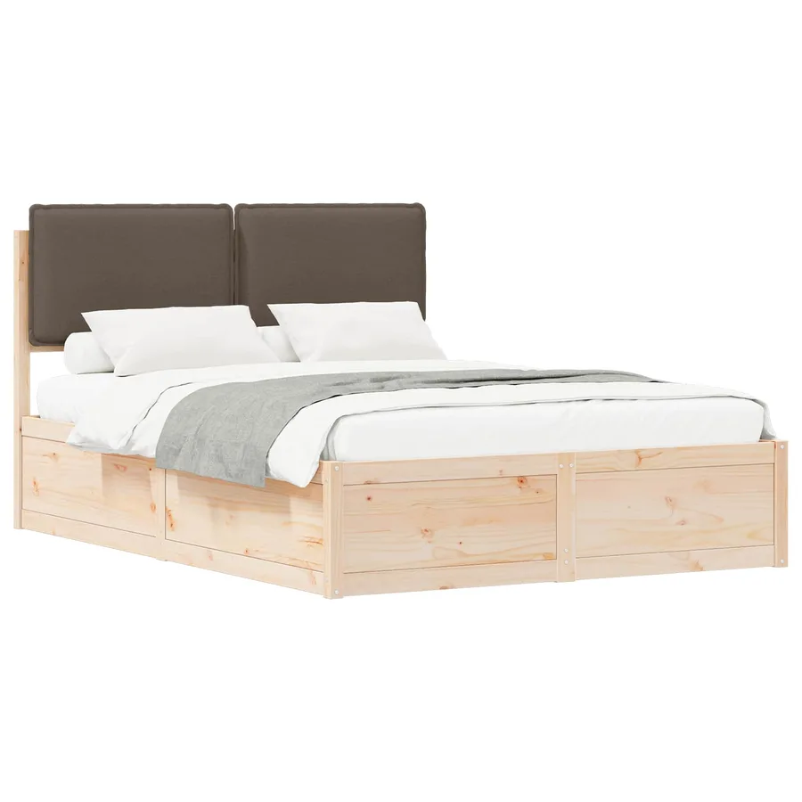 Cadre de lit avec tête de lit rembourrée Taupe 135 x 190 cm - 2