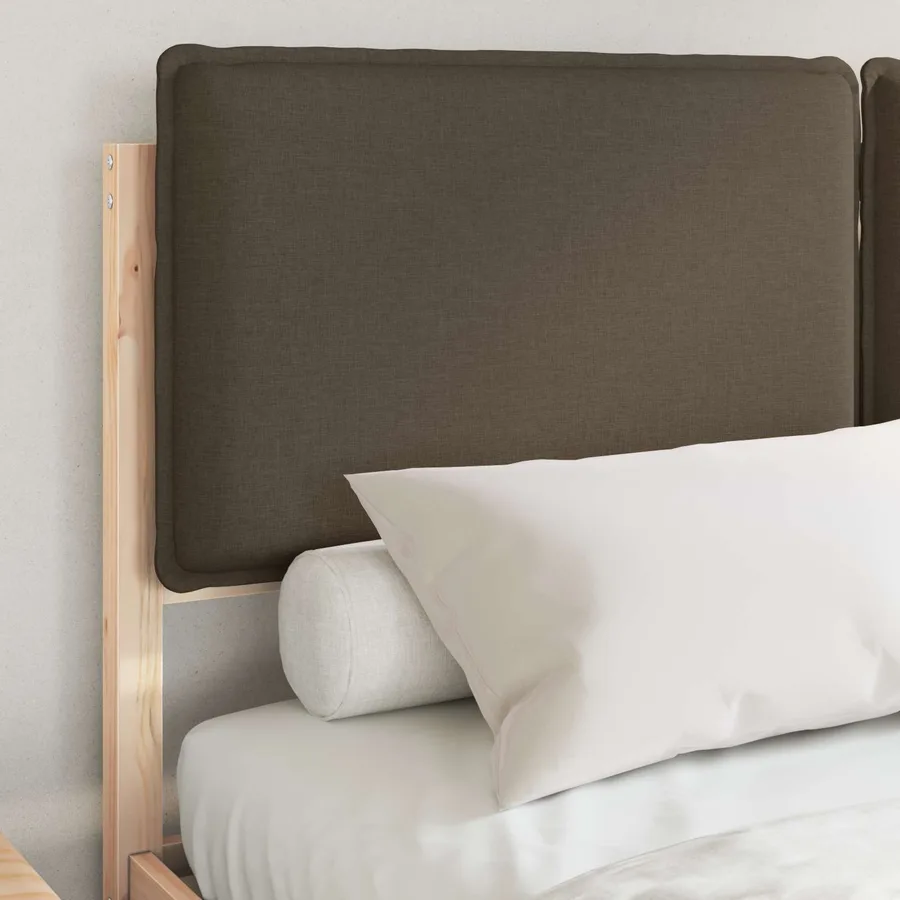 Cadre de lit avec tête de lit rembourrée Taupe 135 x 190 cm - 3