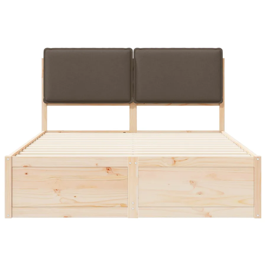 Cadre de lit avec tête de lit rembourrée Taupe 135 x 190 cm - 5
