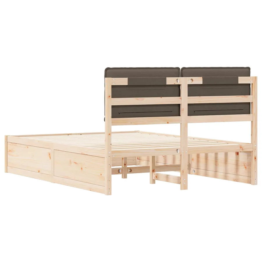 Cadre de lit avec tête de lit rembourrée Taupe 135 x 190 cm - 7