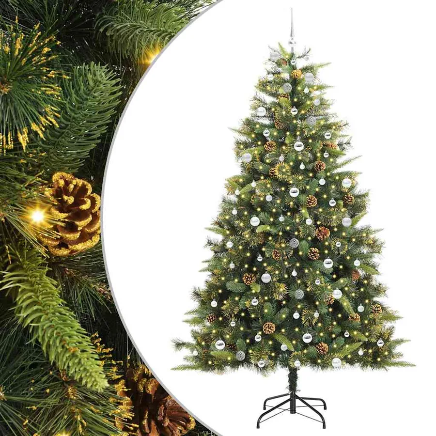 Sapin de Noël artificiel avec branches pliables et cônes 240 cm - 2